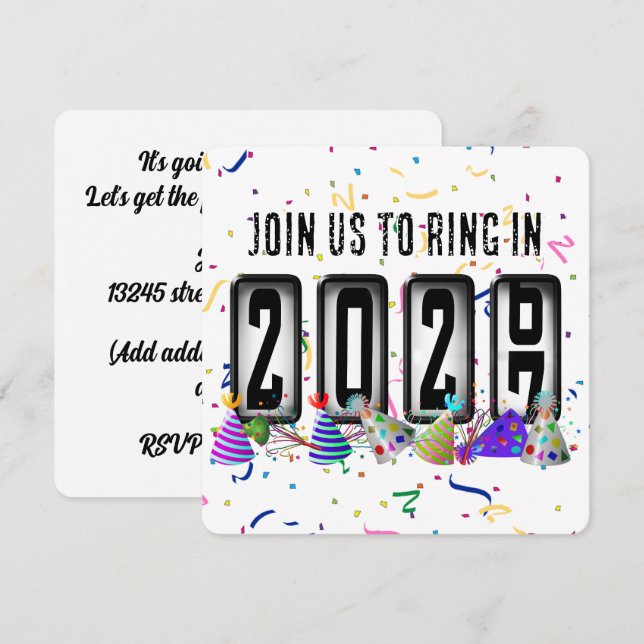 2027 Odometer New Years Party Invitation (Front/Back)