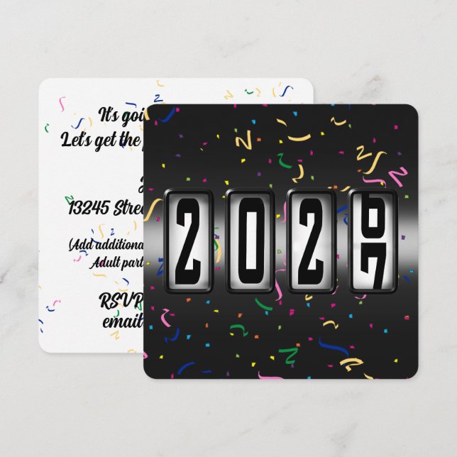 2027 Odometer New Years Party Invitation (Front/Back)
