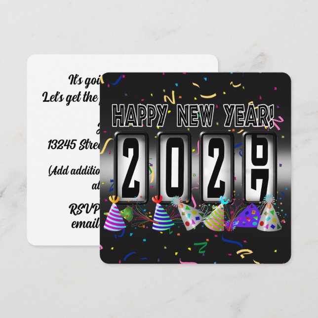 2027 Odometer New Years Party Invitation (Front/Back)