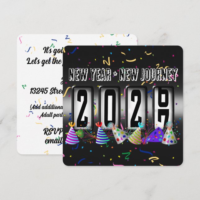 2027 Odometer New Years Party Invitation (Front/Back)