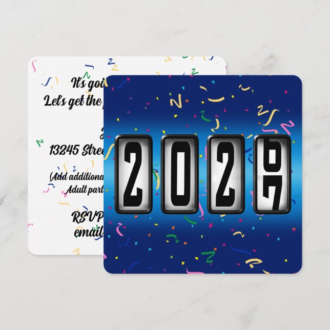 2027 Odometer New Years Party Invitation (Front/Back)