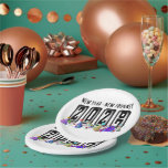 2027 Odometer New Years Party Paper Plate<br><div class="desc">* HAPPY NEW YEAR 2027! * Fun party hats and confetti to celebrate the New Year. * Several sizes to choose from, round or square plate options. * You can personalize by changing the size of the design. * Add background color of your choice. * Change the text message (choose...</div>