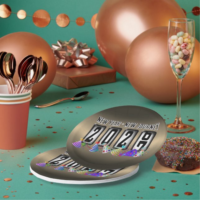 2027 Odometer New Years Party Paper Plate (Multi)