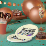 2027 Odometer New Years Party Paper Plate<br><div class="desc">* HAPPY NEW YEAR 2027! * Fun party hats and confetti to celebrate the New Year. * Several sizes to choose from, round or square plate options. * You can personalize by changing the size of the design. * Add a background color of your choice * Change the text message...</div>