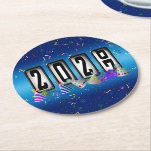 2027 Odometer New Years Party Round Paper Coaster