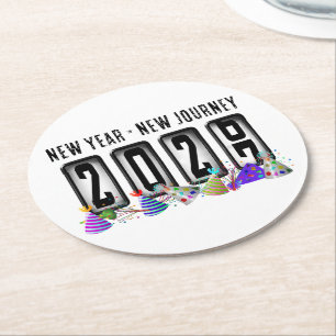 2027 Odometer New Years Party Round Paper Coaster