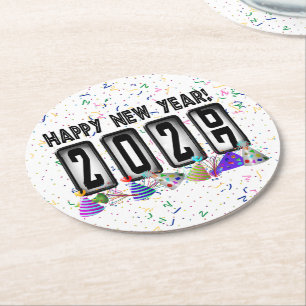 2027 Odometer New Years Party Round Paper Coaster