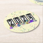 2027 Odometer New Years Party Round Paper Coaster<br><div class="desc">* HAPPY NEW YEAR 2027! * Fun party hats and confetti to celebrate the New Year. * Dimensions: 4" x 4" * Sold as sets of 6 * Tough, durable, and absorbent – perfect for New Years parties * Several shapes to choose from. * You can personalize by changing the...</div>