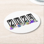 2027 Odometer New Years Party Round Paper Coaster<br><div class="desc">* HAPPY NEW YEAR 2027! * Fun party hats and confetti to celebrate the New Year. * Dimensions: 4" x 4" * Sold as sets of 6 * Tough, durable, and absorbent – perfect for New Years parties * Several shapes to choose from. * You can personalize by changing the...</div>