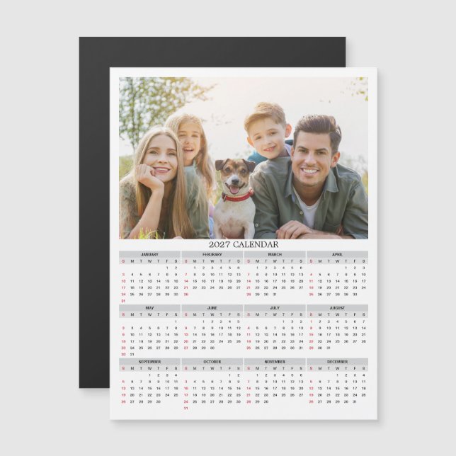 2027 Personalised Photo Calendar Magnet  (Front/Back)