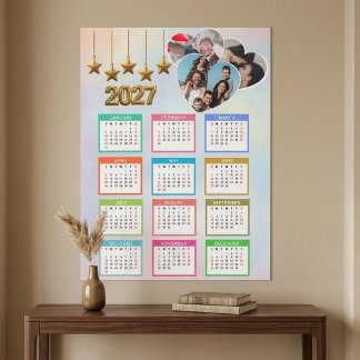 2027 Pink Floral Calendar Custom Photo