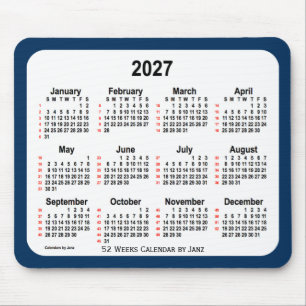 2027 Police Box Blue 52 Weeks Calendar by Janz Mouse Pad