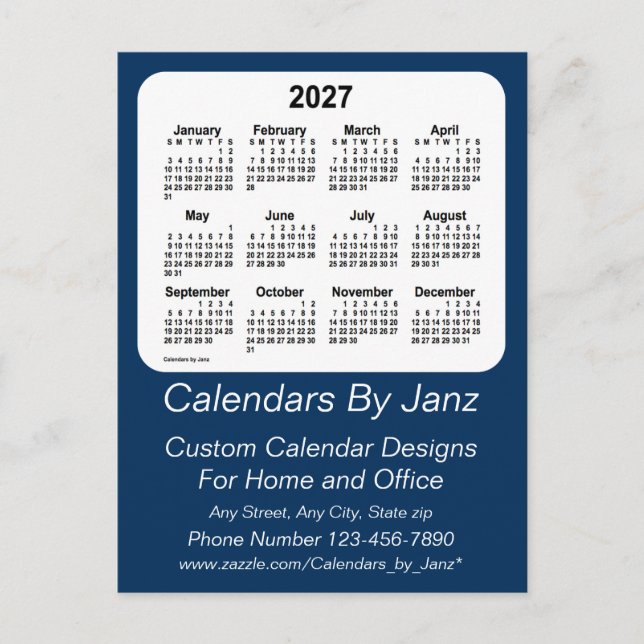 2027 Police Box Blue Business Calendar by Janz Postcard (Front)