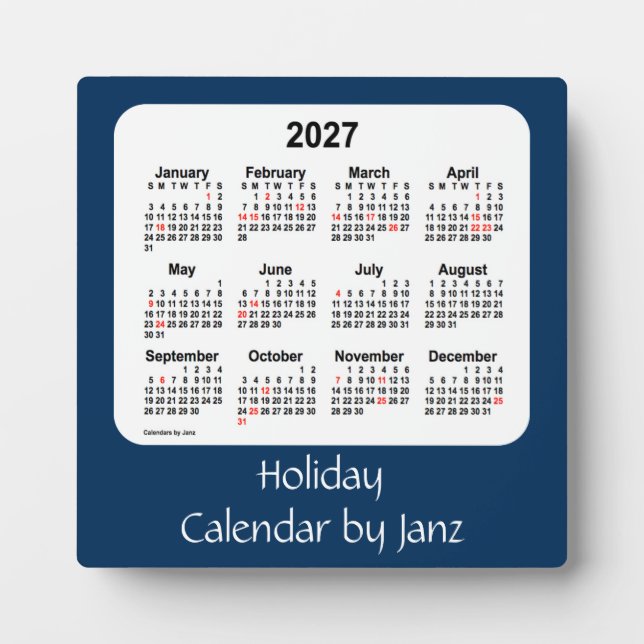 2027 Police Box Blue Holiday Calendar by Janz Plaque (Front)