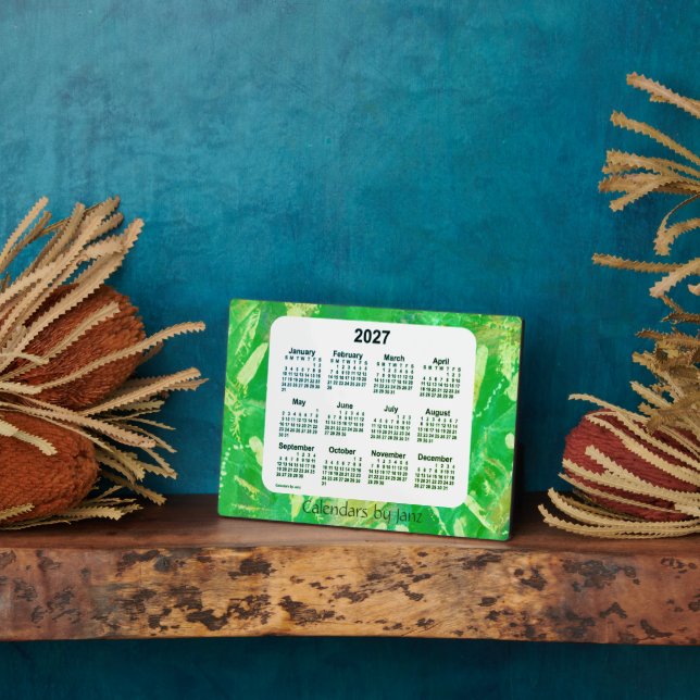 2027 Recoleta Green Tracks Desk Calendar by Janz Plaque (Side)