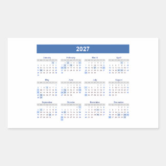2027 Rectangular Monthly Calendar     Sticker