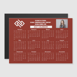 2027 Red Company Calendar Custom Business Magnet