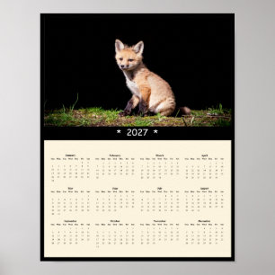 2027 Red Fox Kit Wall Calendar: Little Trailblazer Poster
