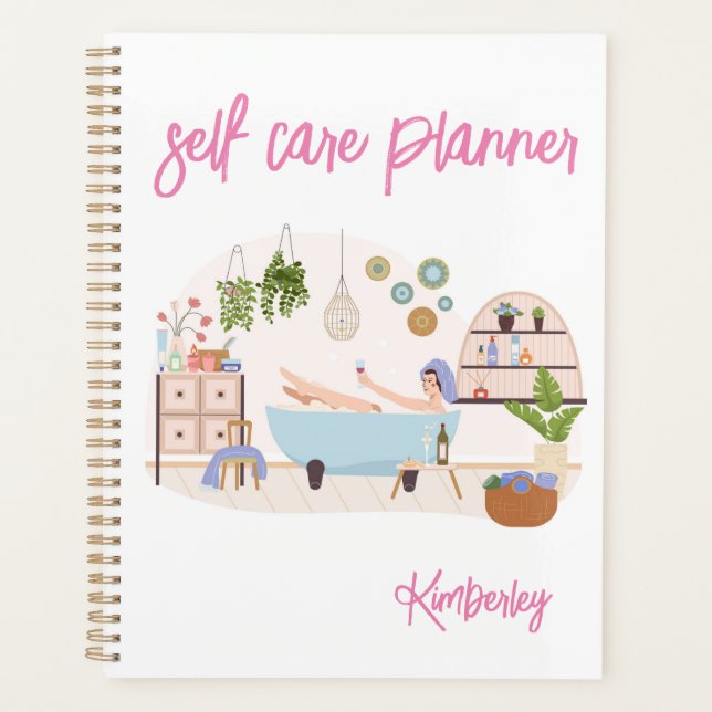2027 Self Care Cute Girly Personalised Name Planner (Front)