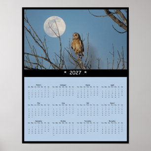 2027 Short-eared Owl Wall Calendar - Grasslands Poster