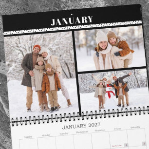 2027 simple modern minimal family photo collage calendar