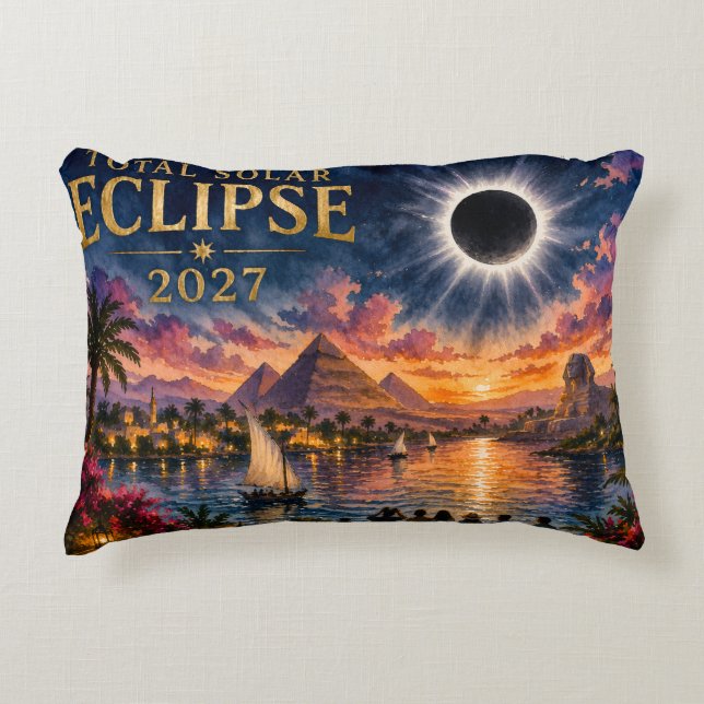 2027 Total Solar Eclipse Egypt Decorative Cushion (Front)