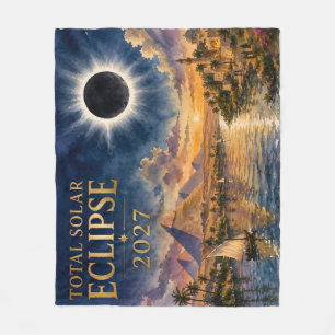 2027 Total Solar Eclipse Egypt Fleece Blanket