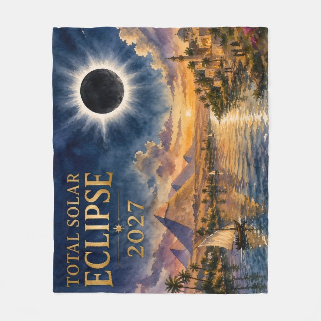 2027 Total Solar Eclipse Egypt Fleece Blanket (Front)