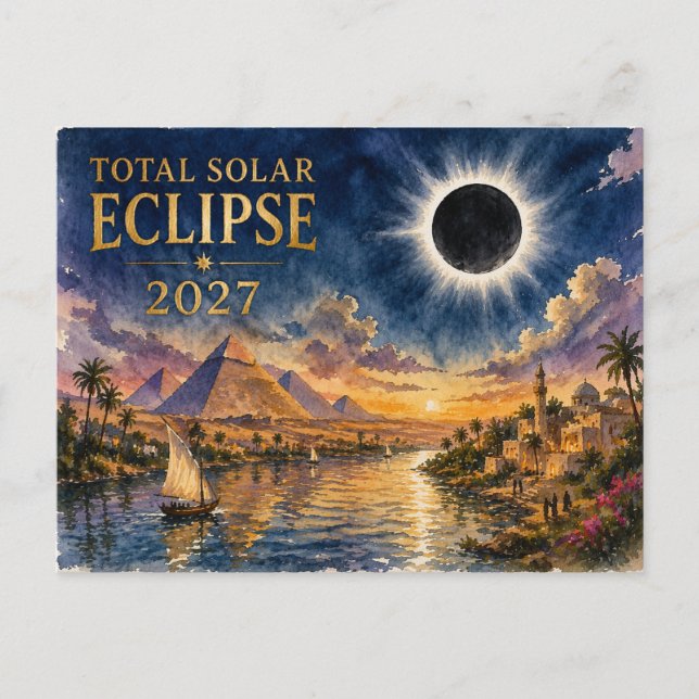 2027 Total Solar Eclipse Egypt Holiday Postcard (Front)