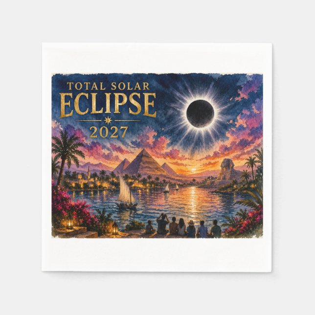 2027 Total Solar Eclipse Egypt Napkin (Front)