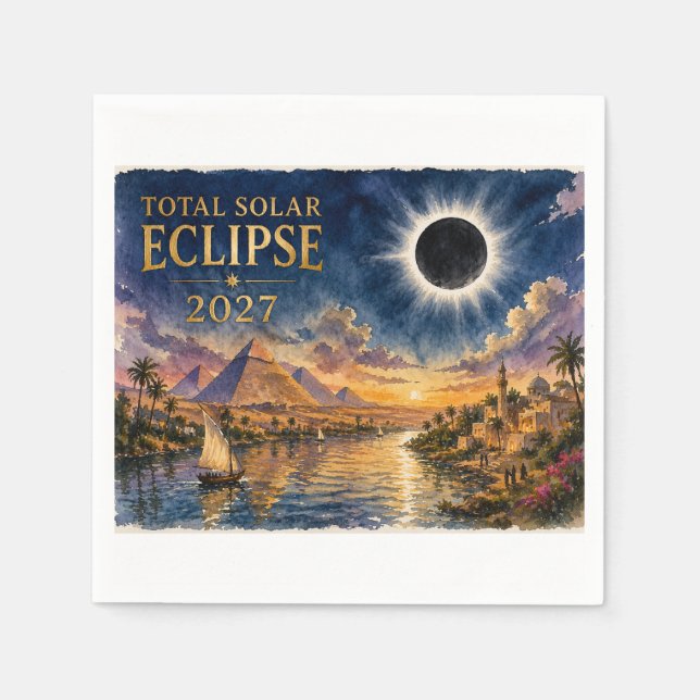 2027 Total Solar Eclipse Egypt Napkin (Front)