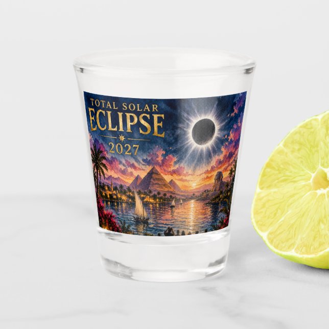2027 Total Solar Eclipse Egypt Shot Glass (Front)
