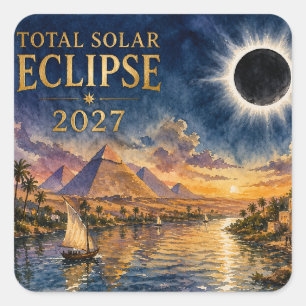 2027 Total Solar Eclipse Egypt Square Sticker