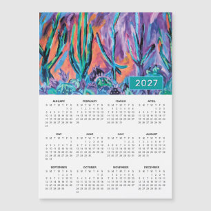 2027 Vibrant Desert Cacti Magnetic Calendar
