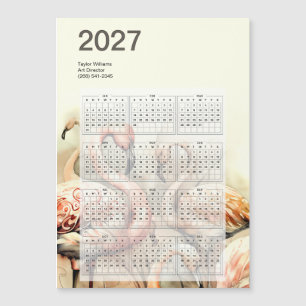 2027 Vibrant Flamingo Flock Tropical Calendar Card