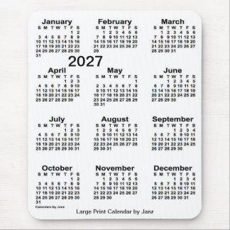 2027 White Large Print Calendar by Janz Mouse Pad