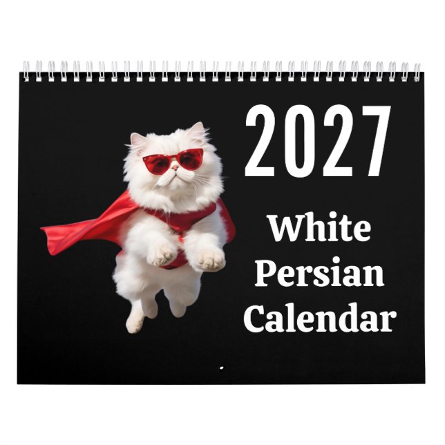 2027 White Persian Cat Calendar (Cover)