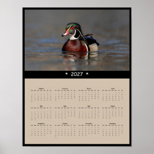 2027 Wood Duck Wall Calendar - Nature Birds Poster