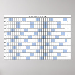 2027 Year At A Glance Simple Wall Planner Calendar Poster