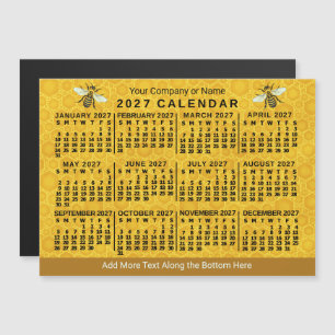2027 Year Calendar Bee Honeycomb Apiary Custom Magnetic Invitation