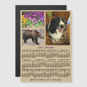 2027 Year Calendar Coffee Beans 3 Custom Photos Magnetic Invitation