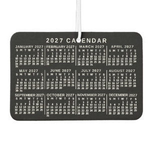 2027 Year Monthly Calendar Classic Black and White Car Air Freshener