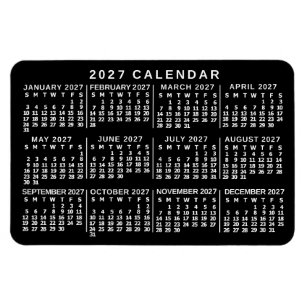 2027 Year Monthly Calendar Classic Black and White Magnet