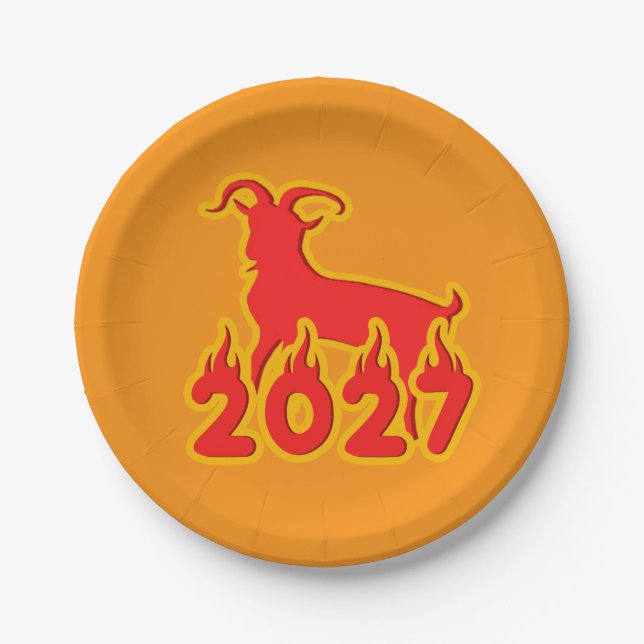 2027 Year Of The Fire Goat Paper Plate (Front)