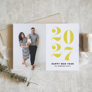 2027 Yellow Bold Typography New Year Photo Holiday Card