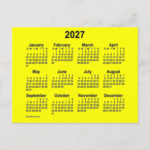 2027 Yellow Mini Calendar by Janz Postcard