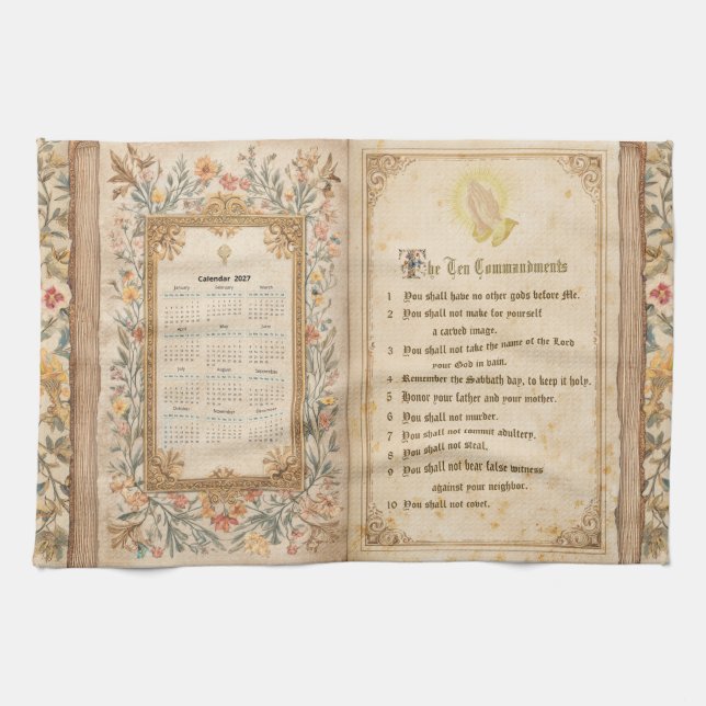 2027Calendar Towel Ten Commandments Monastic  (Horizontal)