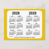 2028-2029 Gold Mini School Year Calendar by Janz