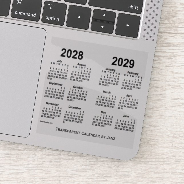 2028-2029 Transparent Calendar by Janz (Detail)