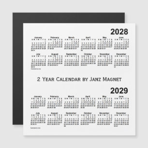 2028-2029 White 2 Year Calendar by Janz Magnet